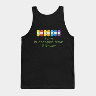 Yarn is cheaper than therapy Black T shirt Tank Top